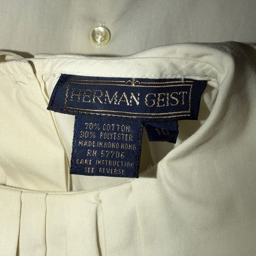 Vtg Herman Geist Victorian Blouse Ruffle Lace Cream Ivory Sz 10 Cosplay Academia - Picture 6 of 14
